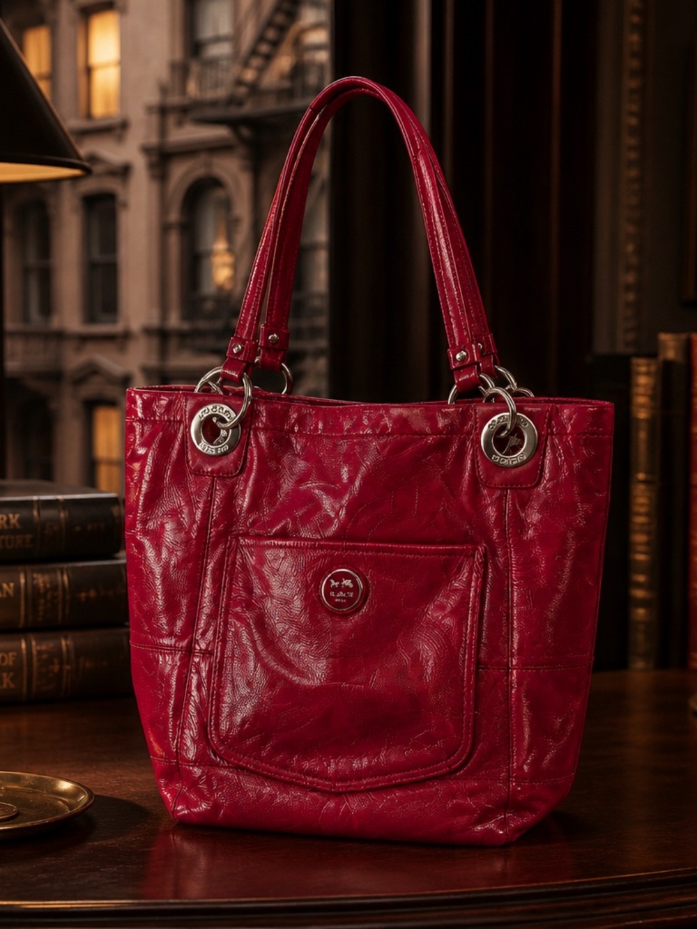 Coach vintage Red Leather Tote Bag